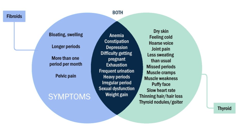 hypothyroidism fibroids shared symptoms