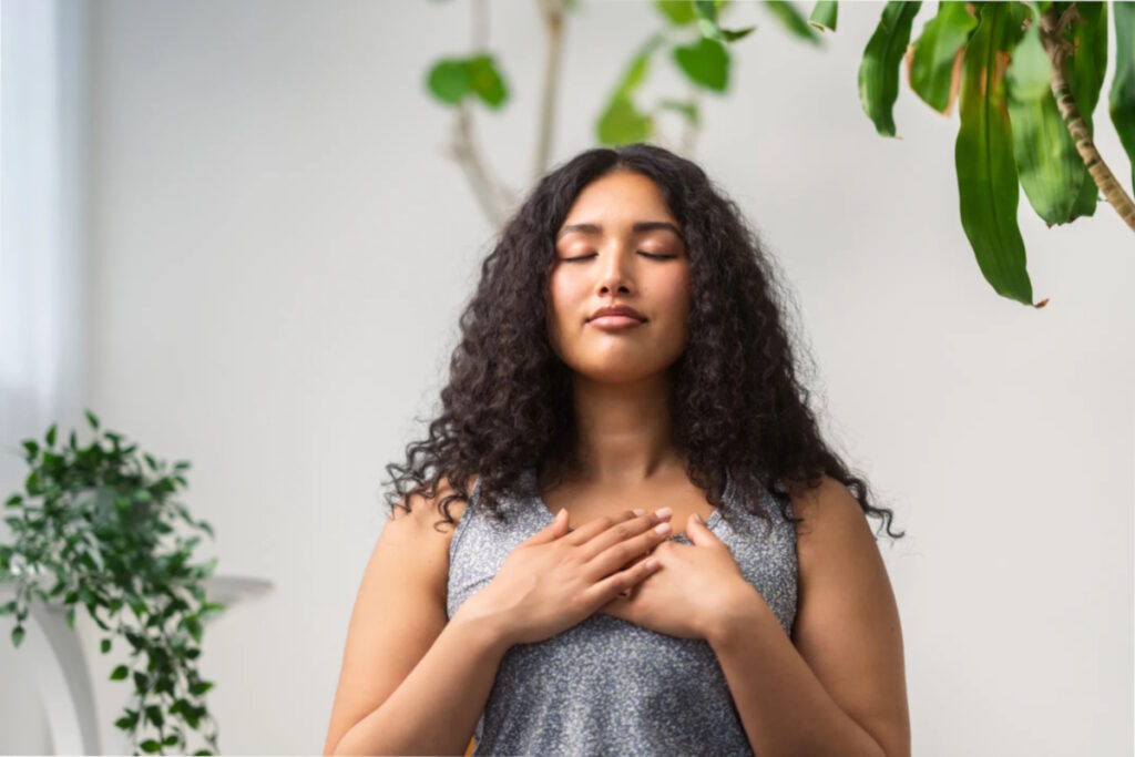 stress and uterine fibroids woman relax breathe