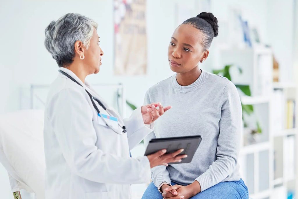 uterine fibroids doctor visit woman advice