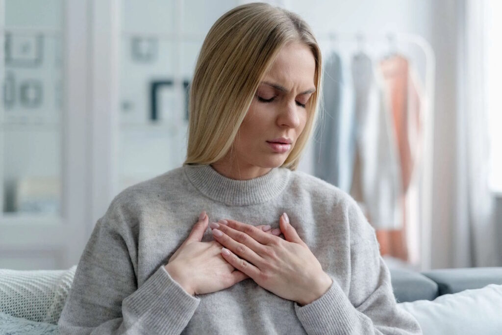 uterine fibroids woman chest pain panic