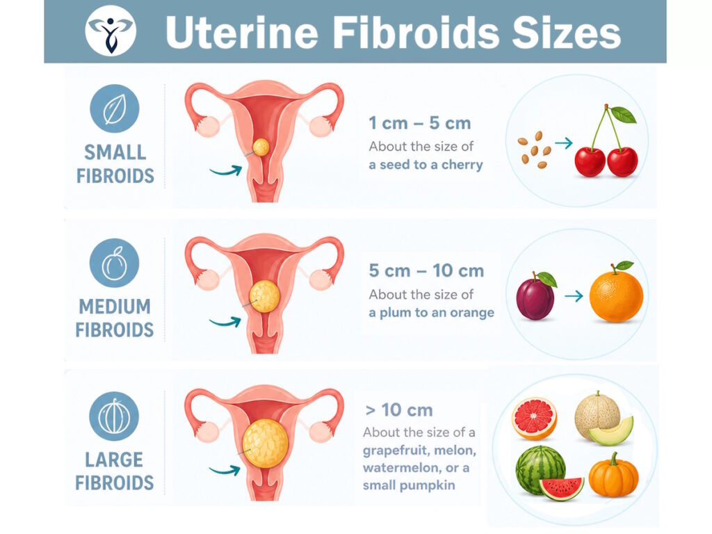uterine fibroids fibroid treatment Infographic sizes uterine fibroids Fibroid Institute