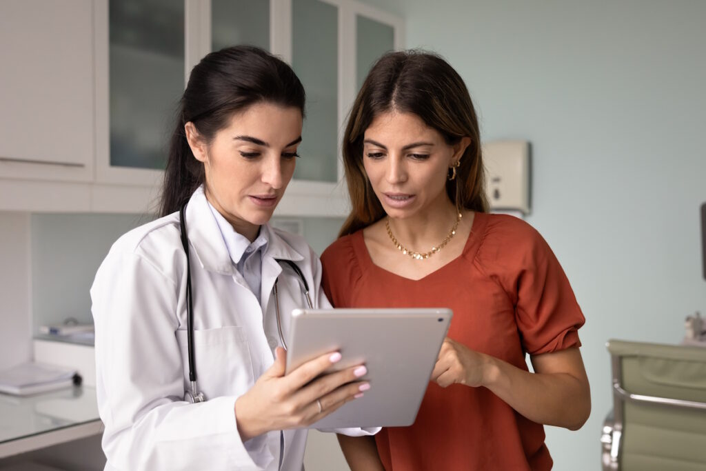 uterine fibroid embolization ufe doctor and female patient