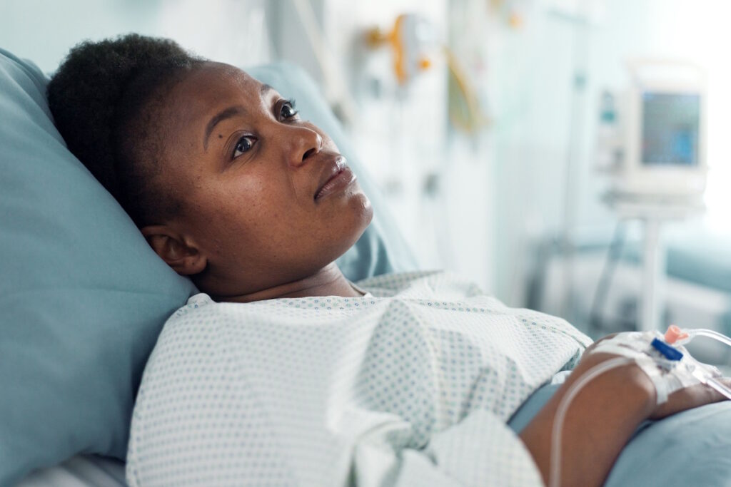 uterine fibroid embolization ufe thinking woman in a hospital